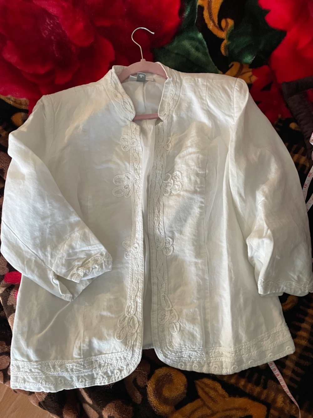 dressbarn White Embroidered Jacket